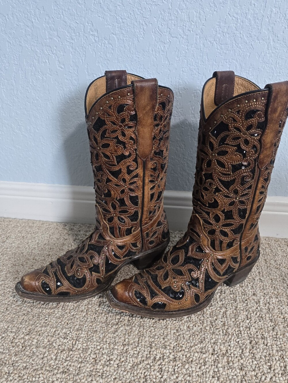 Corral Glitter Inlay Boot Teen 3 Women 5 - Picture 2 of 8